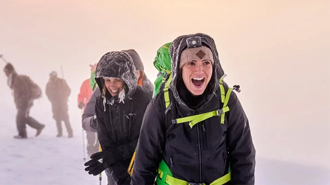 Trekker on Mount Kilimanjaro summit trail
