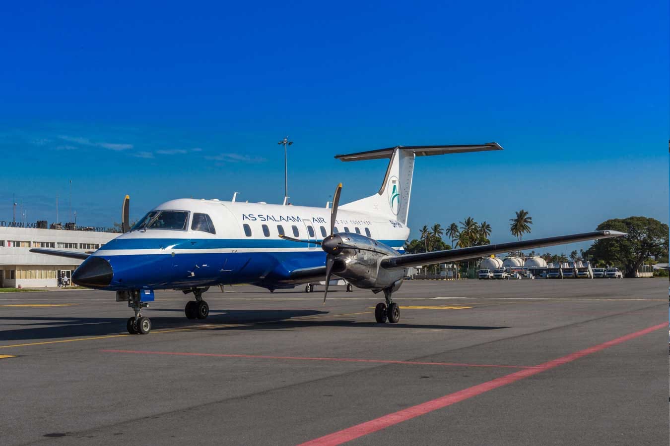 Flight to Zanzibar airport with scenic views