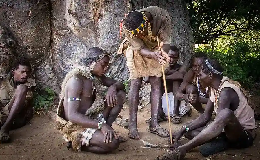 Hadzabe hunting demonstration
