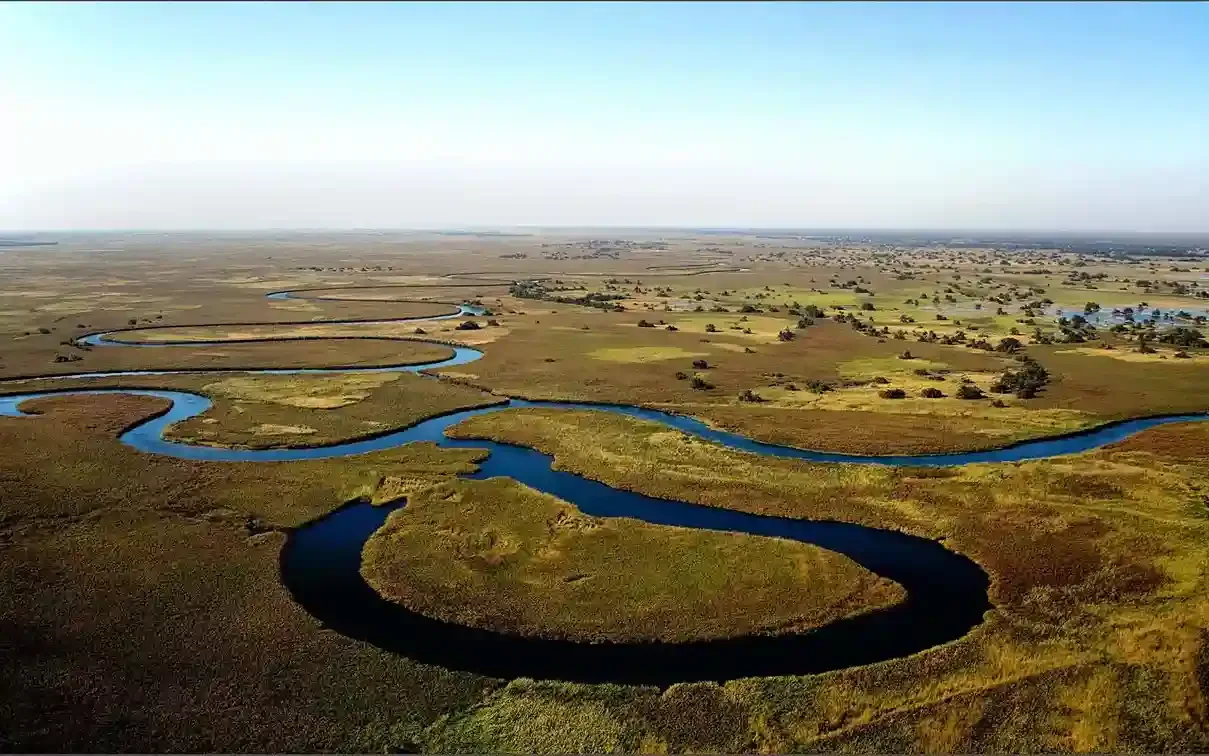 Traditional mokoro canoe during Okavango Delta safari, Botswana