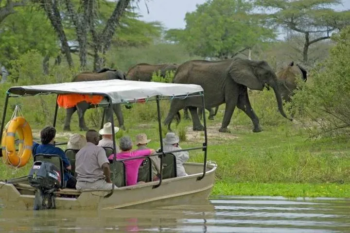 Boat safari in Selous Game Reserve during a 5-day Selous safari