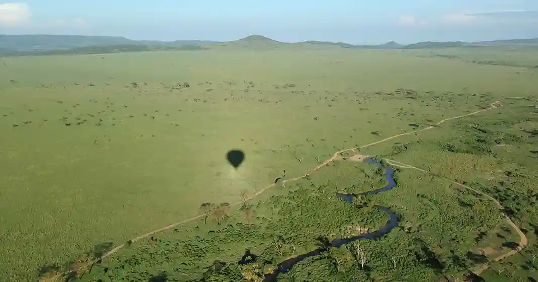 Aerial View of Serengeti from Flight