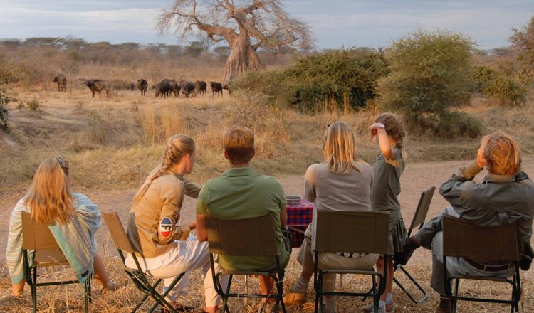 Family enjoying Serengeti safari