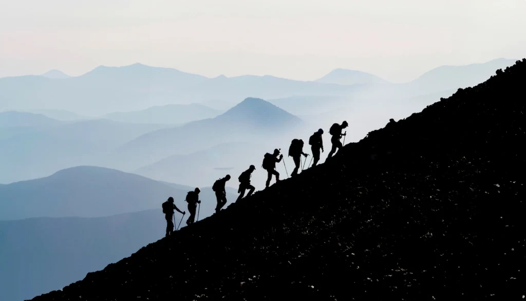 Mountaineer climbing Kilimanjaro's icy slopes, symbolizing record-breaking ascents