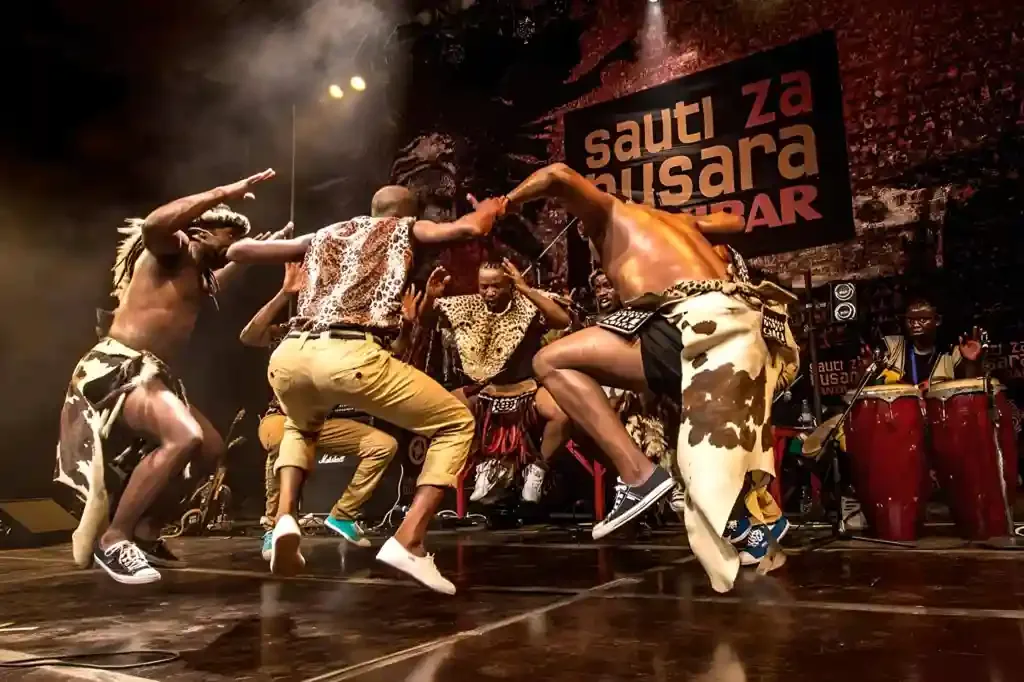 Crowd enjoying a lively Zanzibar festival in Stone Town with music and cultural performances