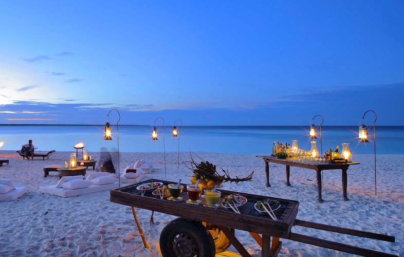 Candlelit dinner under the stars in Tanzania